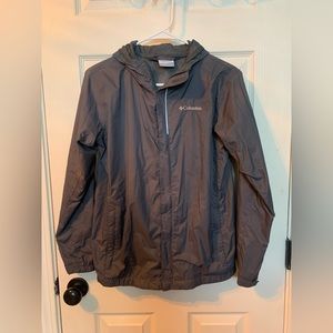 Columbia Omni-Tech Women’s Rain Jacket Windbreaker Jacket Sz Large Grey w/ Hood